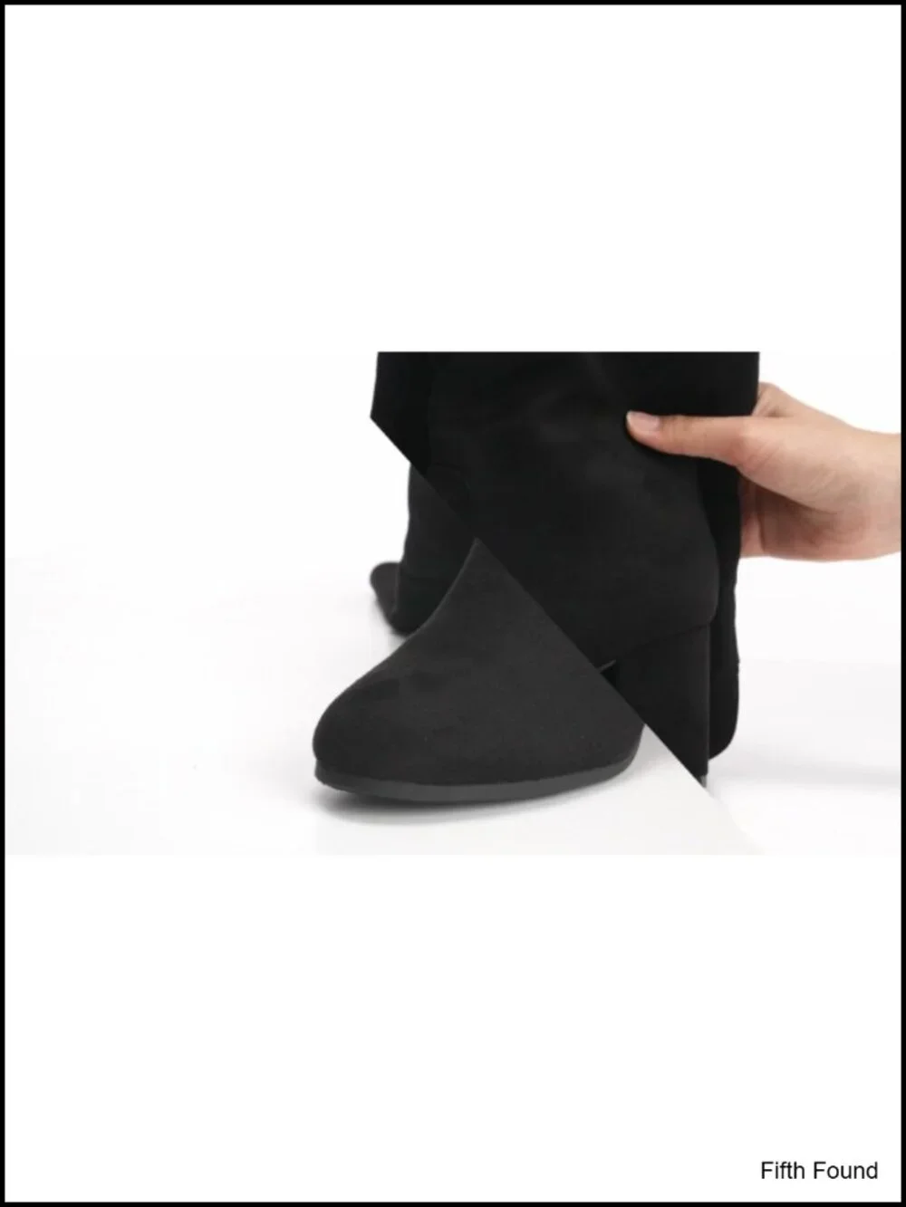 Women's Stretch Suede Knee High Block Heel Boots with Faux Fur Trim